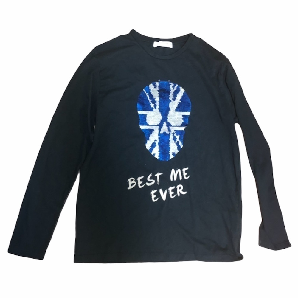 Zara Kids Sequin Skull Best Me Ever Tee 11/12 E